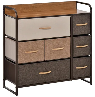 Produktbild von HOMCOM Kommode Schrank mit 7 Schubladen aus Leinen für Schlafzimmer, Wohnzimmer