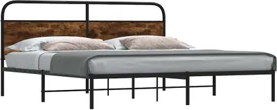 Produktbild von "2026 Promotion" Metallbett ohne Matratze - Räuchereiche - 180x200 cm - Polsterbett CC17604