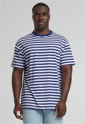 Immagine prodotto di T-shirt da uomo Urban Classics Regular Stripe Tee bianco/blu scuro - XL