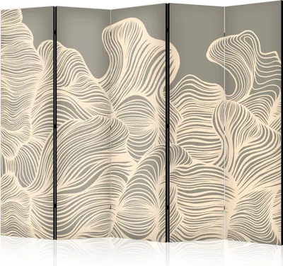 Produktbild von Akusticher Raumteiler Ziegel Foto Paravent 225x172 cm beidseitig auf Vlies-Leinwand bedruckt Akustikschaum Trennwand Spanische Wand Sichtschutz Home Office 3D ABSTRACTION MINIMALISM BEIGE a-A-10511-z-b