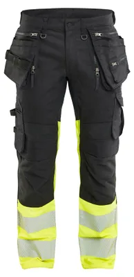 Produktbild von Blakläder High Vis Arbeitshose Stretch 1130, Farbe:Schwarz/High Vis Gelb, Größe:C48