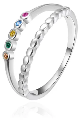 Immagine prodotto di Anello doppio in argento con zirconi colorati AGT-R48C - Circonferenza: 58 mm