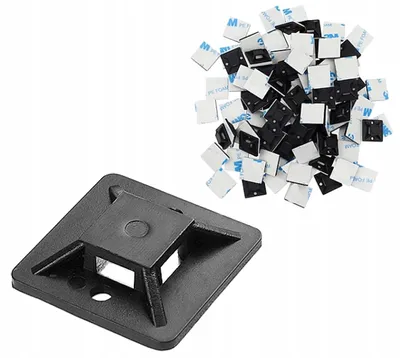 Zdjęcie produktu dla Uchwyt do opasek kablowych, samoprzylepny, 30x30 mm, czarny, 50 szt