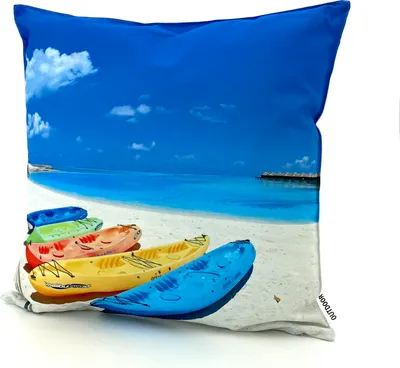 Produktbild von heimtexland ® Outdoorkissen Lotus Effekt 45x45 Garten Dekokissen Wasserabweisend Outdoor Lounge Deko Kissen Typ742 Südsee Kajak