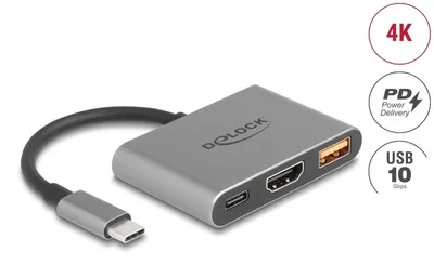 Produktbild von DELOCK USB Type-C Adapter zu HDMI 4K 30 Hz mit USB Typ-A und USB Type-C PD 2.0 90 W