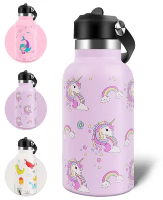 Isolierte Kinder-Wasserflasche 350 ml, Einhorn-Design, auslaufsicher