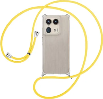 Produktbild von Handykette Backcover-Schutzhülle mit Band (Metall silberfarben) für Motorola Edge 50 Ultra 5G - gelb