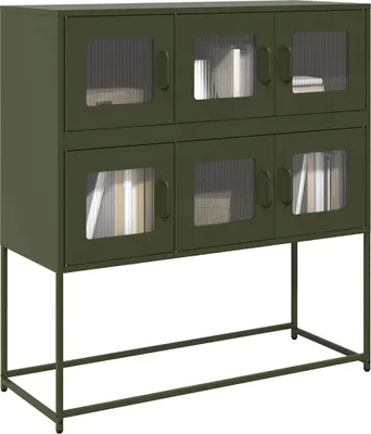 Image de vidaXL Sideboard vert olive 100,5x39x107 cm Acier laminé à froid