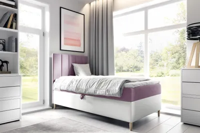 Produktbild von Boxspringbett Gästebett Kinderbett HELVI Nr.1 80x200cm Weiss-Rosa
