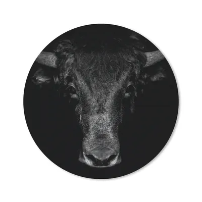 Produktbild von MuchoWow® Mauspad Mousepad Taurus - Tiere - Schwarz - Weiß 20x20 cm - Mousepads - Maus Mat - Pad - Mausunterlage - Schreibtischmatte