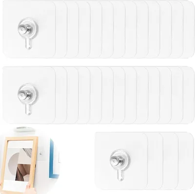 Productafbeelding van Fotohaken Zelfklevend - Plakstrips Ophangen - Decoratie Ophangen - Zonder Boren - 30 Stuks - Transparant