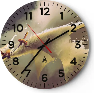 Produktbild von Wanduhr - Rund - Glasuhr - Kreatur Abstraktion - 40x40cm - Schleichendes Uhrwerk - Lautlos - zum Aufhängen bereit - Dekoration Modern - Wanddekoration aus Glas - C4AR40x40-3862