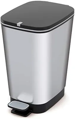 Productafbeelding van PromoHome® Vuilnisbak 50-60 liter – Pedaalemmer met geurfilter, zilver, 45 liter