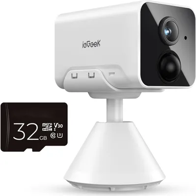 Obrázek produktu pro 1080P HD kamera s dětským telefonem pro vnitřní použití na baterie, bezpečnostní kamera pro vnitřní použití WLAN 2,4 GHz s nočním viděním, PIR detekce pohybu, obousměrný zvuk, IP65, 32 GB