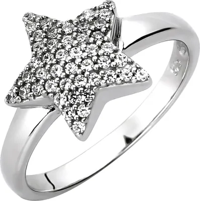 Produktbild von Gr. 62 Damen Ring Stern 925 Sterling Silber 45 Zirkonia Silberring