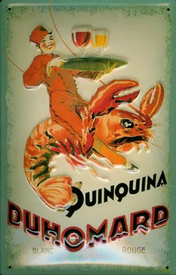 Produktbild von Blechschild Quinquina Duhomard Wein mit Hummer Lobster Schild