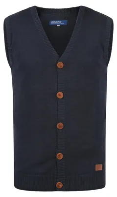 Produktbild von BLEND BHLennardo Herren Pullunder Strickweste Feinstrick Weste mit V-Ausschnitt Holz-Knopfleiste ärmellos Baumwollmischung Regular fit
