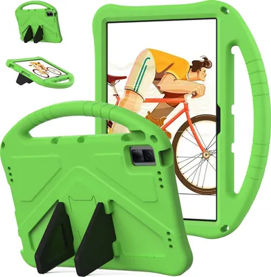 Immagine prodotto di Custodia per bambini per Motorola Moto Pad 60 Pro 12.7" 2025, custodia antiurto leggera in EVA con supporto pieghevole e maniglia verde
