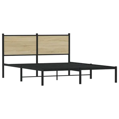 Produktbild von vidaXL Metallbett ohne Matratze Sonoma-Eiche 137x190 cm