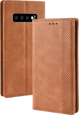 Produktbild von Mobigear Sensation  Samsung Galaxy S10 Hülle Klapphülle Geldbörse - Cognac