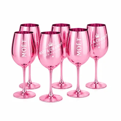 Produktbild von Pinke Champagnergläser 6er Set aus Echtglas – Elegante Sektgläser – Hochwertige Weingläser – passend für Moët & Chandon