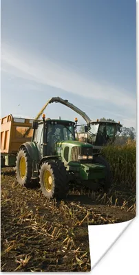 Produktbild von MuchoWow® Poster Traktor - Anhänger - Mais - Grün - Landleben 60x120 cm - Wandschmuck