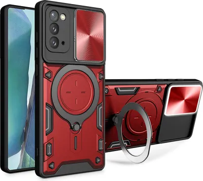 Image de Étui pour Samsung Galaxy Noto 20 étui durable double couche avec protection de l'appareil photo et support d'anneau rouge