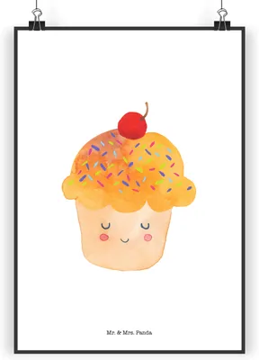 Produktbild von Mr. & Mrs. Panda Bild Cupcake DIN A5 - Weiß - Geschenk, Lustige Sprüche, Küche Spruch, drucke, Muffin, Kunstdruck, wanddeko, Motivation, Wandbild, Deko, Plakat, Cupcakes