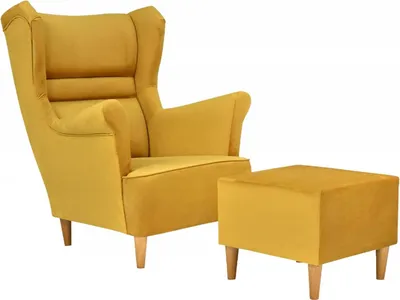 Produktbild von Family Meble Ohrensessel mit Hocker Zoja Relaxsessel Skandinavisch Bequemer Sessel Loungesessel Fernsehsessel Wohnzimmer Schlafzimmer Büro (ROYAL 10)