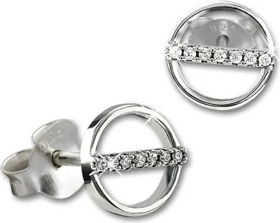 Image de SilberDream blanc Boucles d'oreilles Rondes Zirconia Femme 925 Argent GSO509W