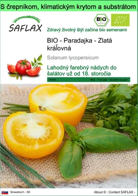 Obrázok produktu pre SAFLAX Garden to go - BIO - Paradajka - Zlatá kráľovná - Solanum lycopersicum - 15 Semená - S črepníkom, klimatickým vekom a pestovateľským substrátom
