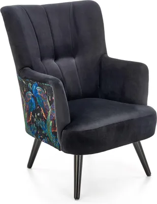 Produktbild von Halmar Pagoni Sessel - schwarz / Pfauenmuster