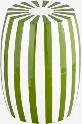 Produktbild von sweeek - Beistelltisch, Sofaende, Nachttisch aus emailliertem Stahl, zweifarbige Streifen Ø 35 x H 46 cm - Grün