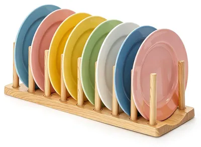 Deckelhalter aus Kunststoff, 8 verstellbare Fächer, 35,4x12,5x10,5 cm