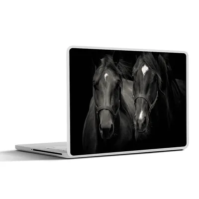 Produktbild von MuchoWow® Laptop Aufkleber Sticker Cover Pferde - Tiere - Schwarz 30x21 cm - Sticker für Laptop - Selbstklebend