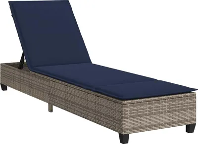 Zdjęcie produktu dla vidaXL Leżak z poduszkami szary 55x200x25,5cm z polirattanu