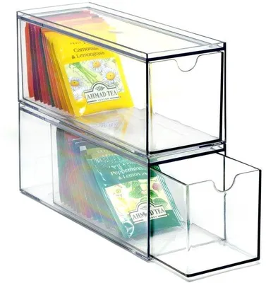 Produktbild von Unyqoos® 3er-Set stapelbare Kunststoff-Organizer 23×7,5×9 cm, BPA- & chlorfrei – platzsparende Aufbewahrungsboxen für Küche, Vorrat & Büro