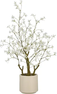 Produktbild von Kunstpflanze Cornusstrauch - H 18 cm - Braun - Weiß - beiger Kunststofftopf