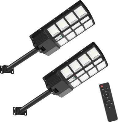 Image de TolleTour 2X 400W Réverbère mural solaire avec détecteur de mouvement Lampe de rue LED