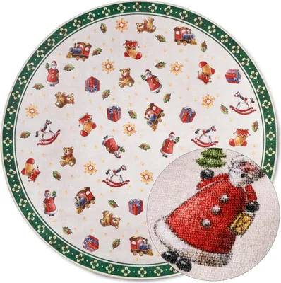 Produktbild von Villeroy & Boch Toy's Delight Teppich Rund Nostalgic Grün Weihnachten rutschfest - Ø150 cm