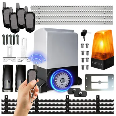Obrázok produktu pre Pohon POSUVNÝCH brán SADA 800 kg + 4 diaľkové ovládače + LED svietidlo
