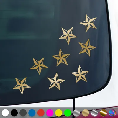 Produktbild von PantherPixel Nautischer Stern Aufkleber Seefahrt Kompass Set Sticker Auto Geschenkidee Farbe Gold