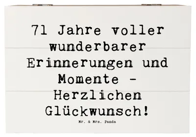 Produktbild von Mr. & Mrs. Panda holzschatulle Spruch 71. Geburtstag Erinnerungen 22 x 15 cm - Weiß - Geschenk, schatztruhe, Happy Birthday, truhe holz, feiern, Box, Glückwunsch, Kiste