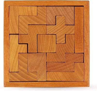 Imagen del producto de Rompecabezas de madera tipo Pentominos, de 12 cm, para fomentar la creatividad y el pensamiento lógico