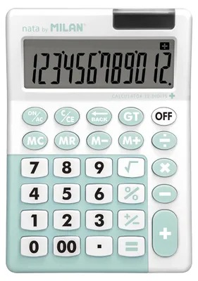 Produktbild von Milan 151812IBGGRBL, Desktop, Einfacher Taschenrechner, 12 Ziffern, Display klappbar, Batterie/Solar, Türkis