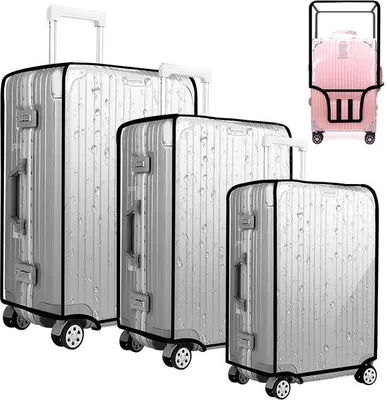 Productafbeelding van 3 Stuks Transparante Reiskoffers Beschermhoezen