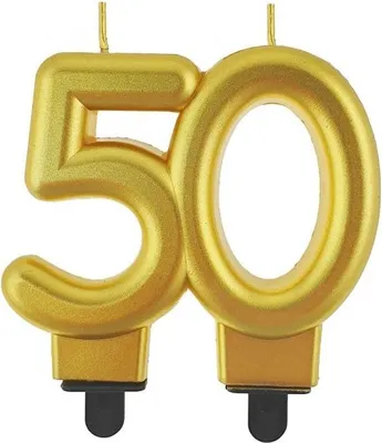 Image de Bougie numéro 50 dorée en finition métallisée - L'accent parfait pour votre anniversaire !