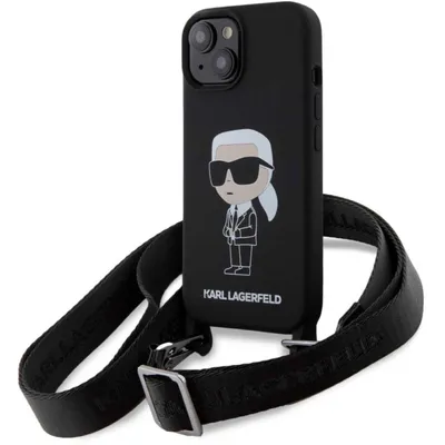 Zdjęcie produktu dla Etui Karl Lagerfeld Crossbody Silicone Ikonik Do Iphone 15 - Czarne