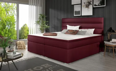 Produktbild von Boxspringbett Schlafzimmerbett FESTO 140x200cm Stoff Malmo Weinrot