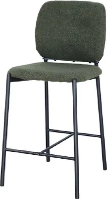 Productafbeelding van Counterstoel RITA - Groene stof - Zwarte metalen poten - Hoogte 99 cm - Design/industriële stijl